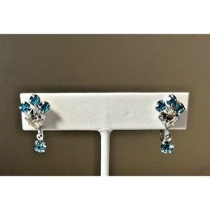 B. David screw back Earrings Vintage Clear and Turquoise colored Signed